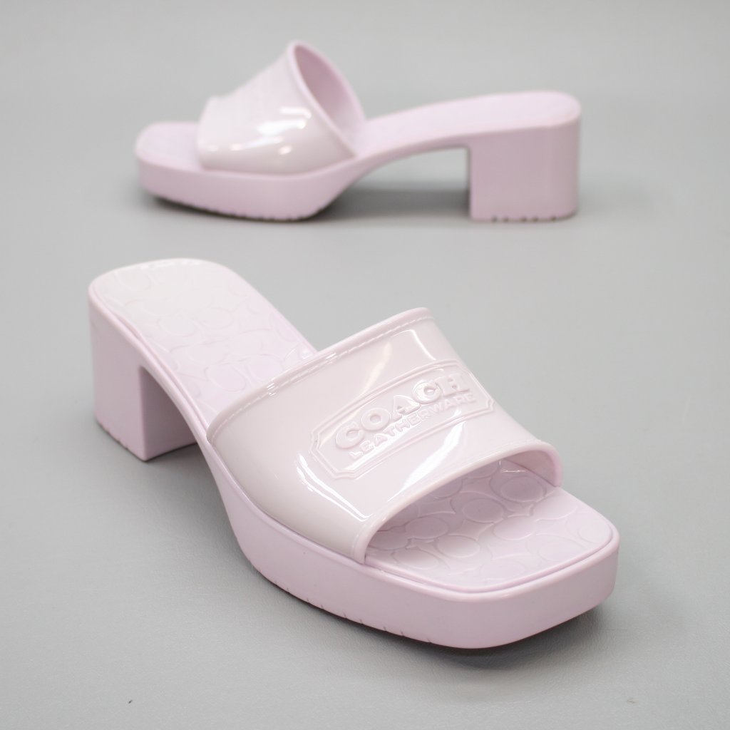 Coach Ladies 8 Scarlett Rubber Open-Toe Slip-On Block-Heels Lilac Sandals C8998